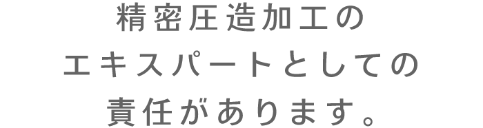 精密圧造加工のエキスパートとしての責任があります。